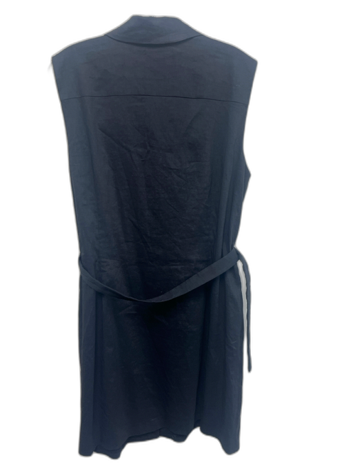 Theory Size 14 Navy Blue Linen Blend Sleeveless Button Front Collar Dress Navy Blue / 14