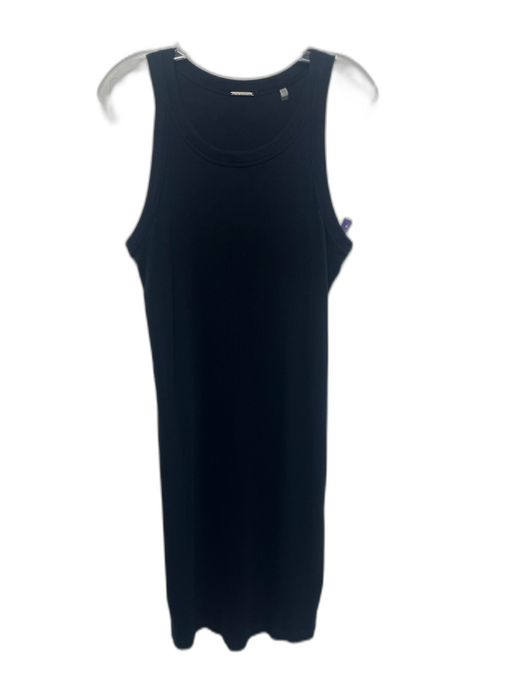 Elie Tahari Size Large Navy Blue Cotton Blend Sleeveless Ribbed Below Knee Dress Navy Blue / Large