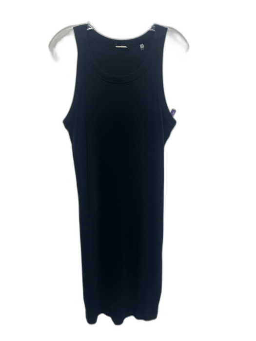Elie Tahari Size Large Navy Blue Cotton Blend Sleeveless Ribbed Below Knee Dress Navy Blue / Large