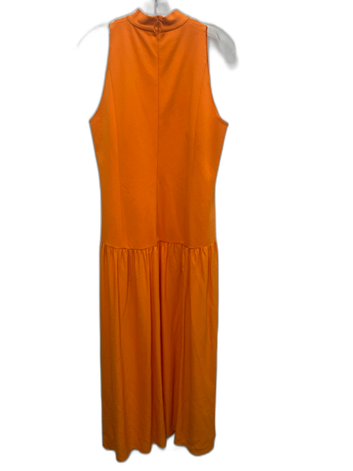 Akris Punto Size 12 Orange Viscose Blend Sleeveless Mixed Fabric Mock Neck Dress Orange / 12