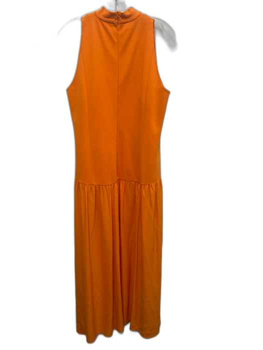 Akris Punto Size 12 Orange Viscose Blend Sleeveless Mixed Fabric Mock Neck Dress Orange / 12