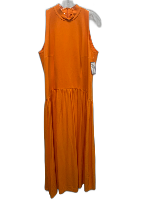 Akris Punto Size 12 Orange Viscose Blend Sleeveless Mixed Fabric Mock Neck Dress Orange / 12