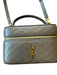 Saint Laurent Taupe & Gold Leather Zip Close Quilted Logo Crossbody Strap Bag Taupe & Gold / Mini