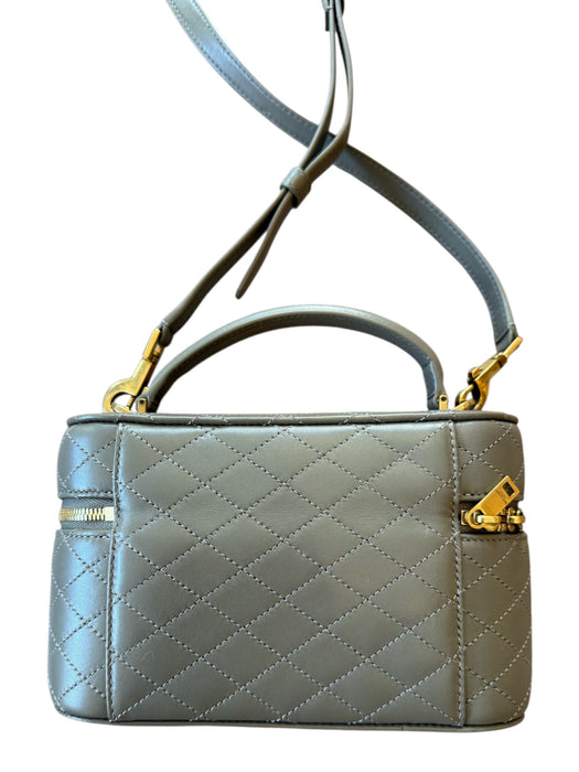 Saint Laurent Taupe & Gold Leather Zip Close Quilted Logo Crossbody Strap Bag Taupe & Gold / Mini
