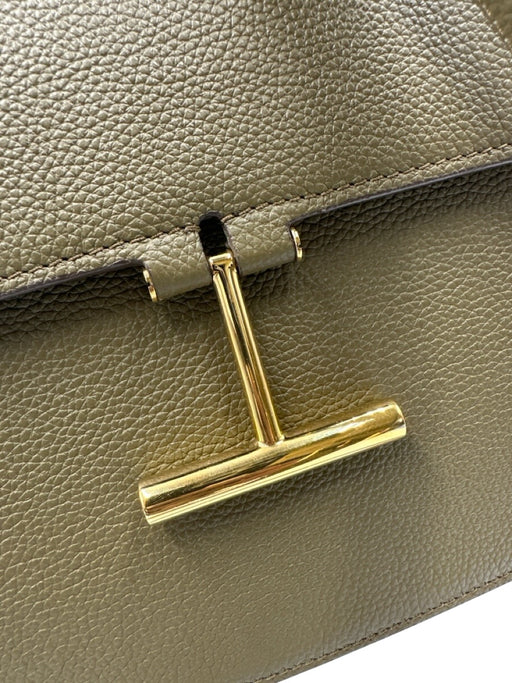 Tom Ford Olive Green & Gold Grain Leather Flap Back Pocket Adjustable Bag Olive Green & Gold / Mini