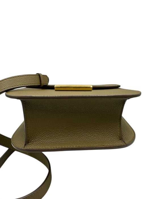Tom Ford Olive Green & Gold Grain Leather Flap Back Pocket Adjustable Bag Olive Green & Gold / Mini