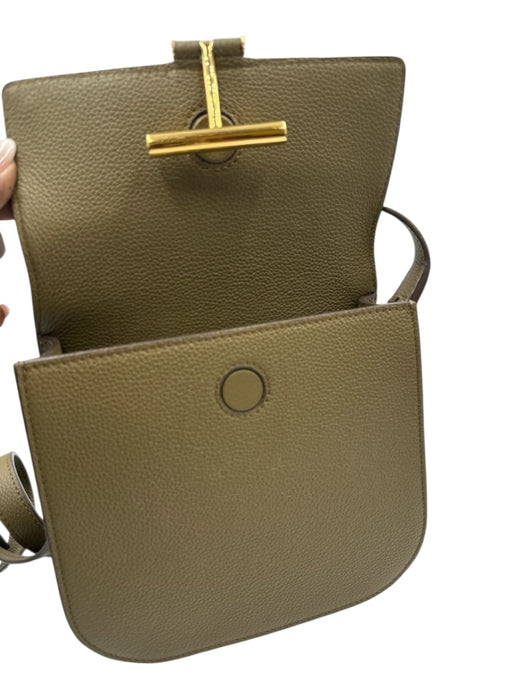 Tom Ford Olive Green & Gold Grain Leather Flap Back Pocket Adjustable Bag Olive Green & Gold / Mini