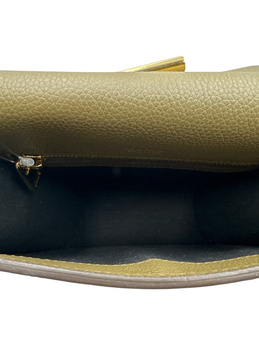 Tom Ford Olive Green & Gold Grain Leather Flap Back Pocket Adjustable Bag Olive Green & Gold / Mini
