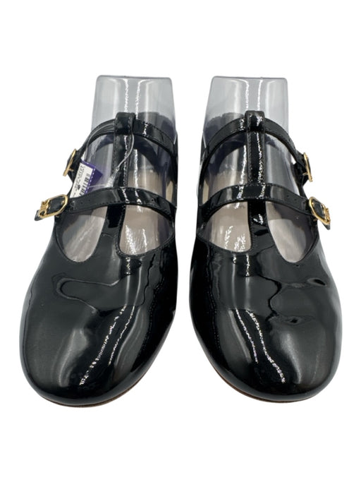 Celine Shoe Size 38 Black & Gold Patent Leather Round Toe Triomphe Flats Black & Gold / 38