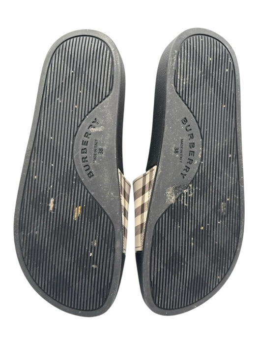 Burberry Shoe Size 38 Black, Gray, Red Rubber open toe Plaid Flat Slide Sandals Black, Gray, Red / 38