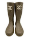 Chanel Shoe Size 38 Dark Beige Rubber Round Toe Interlocking CC Rainboots Dark Beige / 38