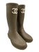 Chanel Shoe Size 38 Dark Beige Rubber Round Toe Interlocking CC Rainboots Dark Beige / 38