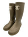 Chanel Shoe Size 38 Dark Beige Rubber Round Toe Interlocking CC Rainboots Dark Beige / 38