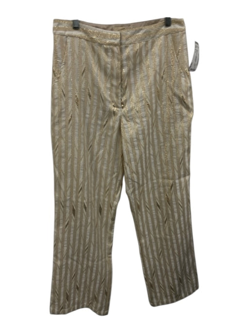 Porridge Size 8 White & Gold Metallic Thread Stripe Zip Fly Pants White & Gold / 8