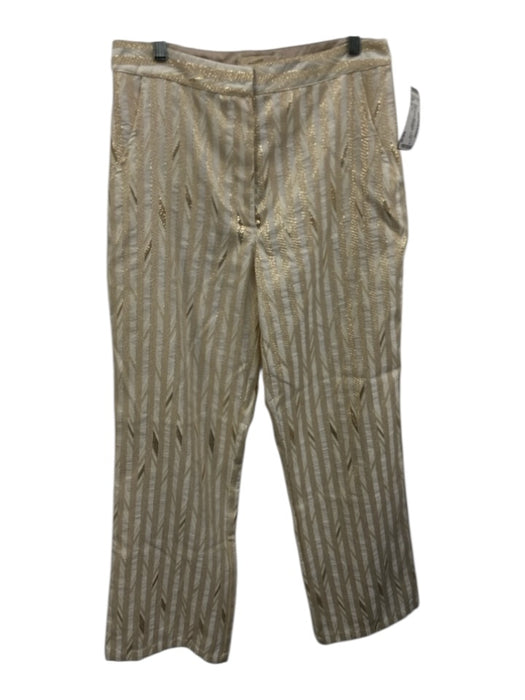 Porridge Size 8 White & Gold Metallic Thread Stripe Zip Fly Pants White & Gold / 8