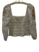 Anthropologie Size M White & Multi Cotton 1/2 Puff Sleeve Embroidered Sequin Top White & Multi / M