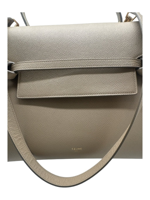 Celine Beige Leather Flap Top Handle Triangle Bag Beige