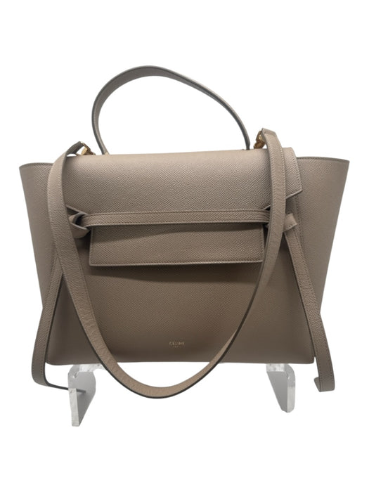 Celine Beige Leather Flap Top Handle Triangle Bag Beige