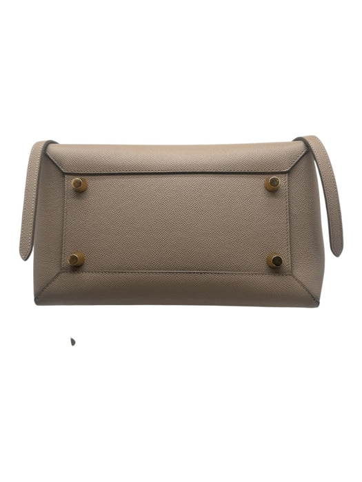 Celine Beige Leather Flap Top Handle Triangle Bag Beige