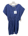 Marie Oliver Size M Slate Blue Cotton Blend V Neck Pleat Detail Cap Sleeve Dress Slate Blue / M