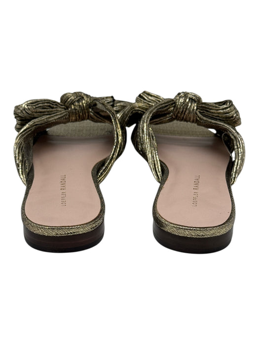 Loeffler Randall Shoe Size 8.5 Gold Cloth Bow Metallic Square Toe Flat Sandals Gold / 8.5