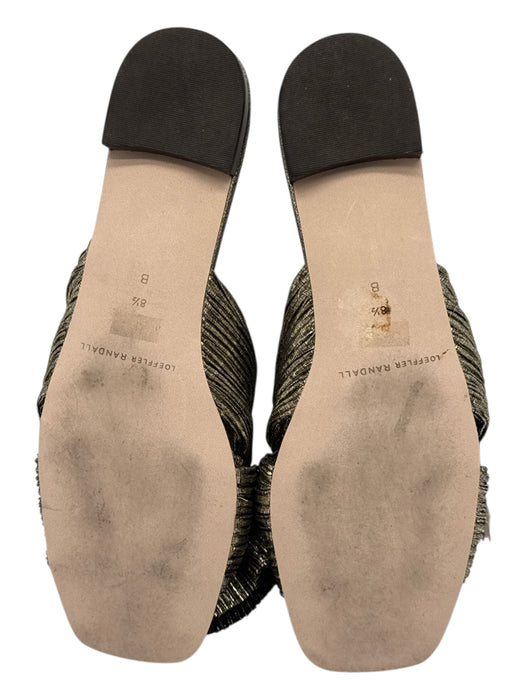 Loeffler Randall Shoe Size 8.5 Gold Cloth Bow Metallic Square Toe Flat Sandals Gold / 8.5