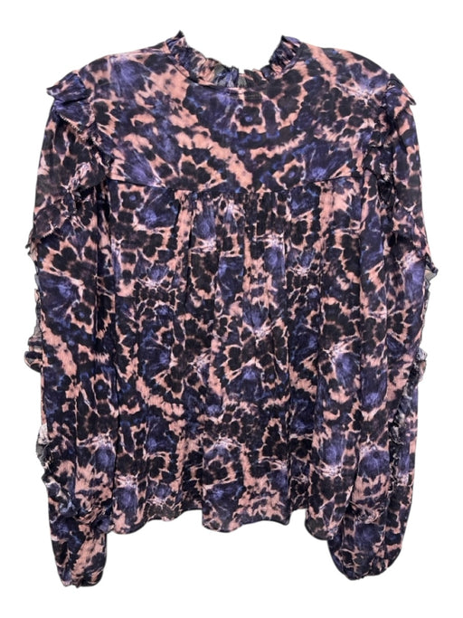 Marie Oliver Size Small Purple, pink & black Silk Tie Dye Semi-Sheer Top Purple, pink & black / Small