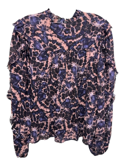 Marie Oliver Size Small Purple, pink & black Silk Tie Dye Semi-Sheer Top Purple, pink & black / Small