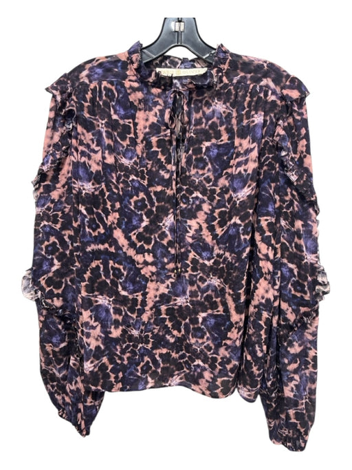 Marie Oliver Size Small Purple, pink & black Silk Tie Dye Semi-Sheer Top Purple, pink & black / Small
