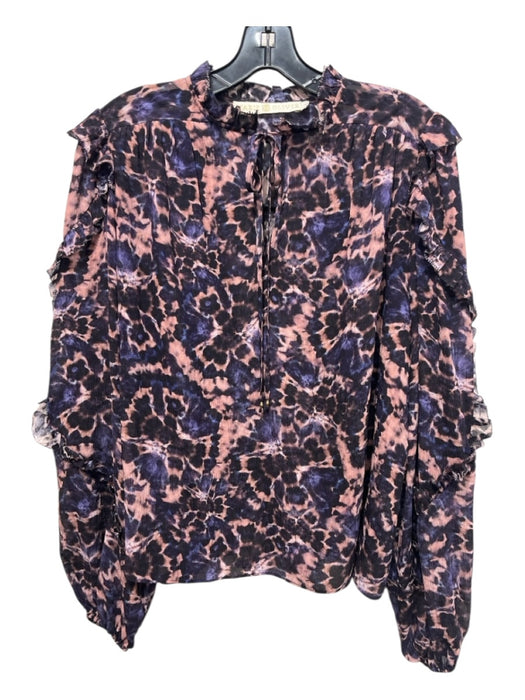 Marie Oliver Size Small Purple, pink & black Silk Tie Dye Semi-Sheer Top Purple, pink & black / Small