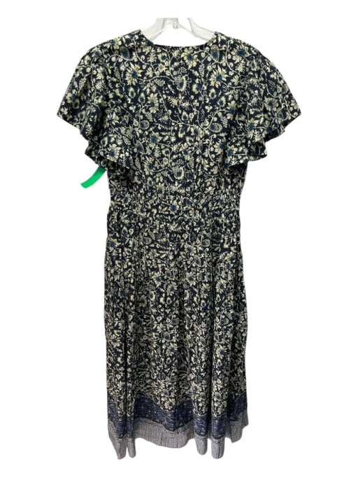 Ulla Johnson Size 8 Navy Blue & Yellow Cotton & Viscose floral print Dress Navy Blue & Yellow / 8