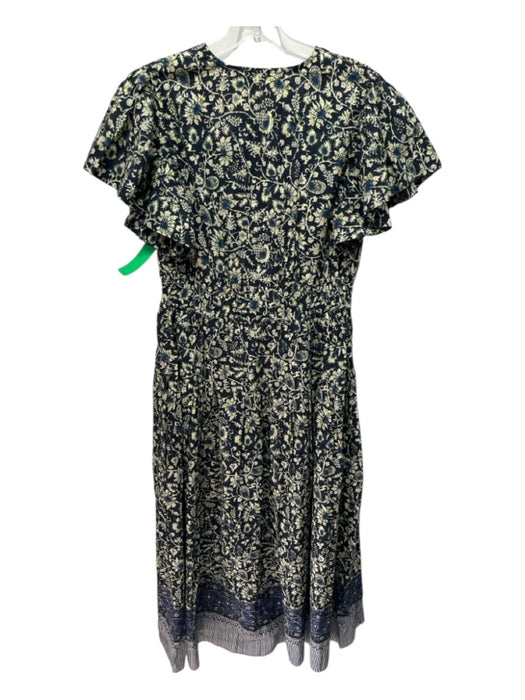 Ulla Johnson Size 8 Navy Blue & Yellow Cotton & Viscose floral print Dress Navy Blue & Yellow / 8