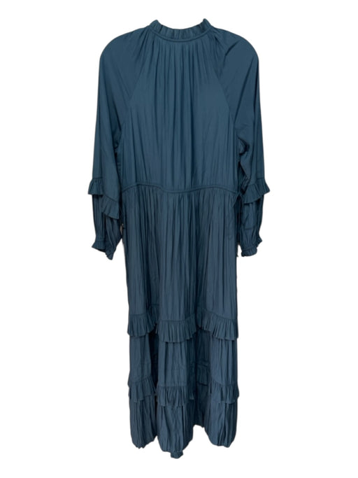 Marie Oliver Size Medium Blue Polyester Crinkle Tiered Ruffle Detail Dress Blue / Medium