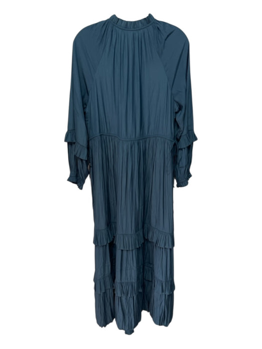 Marie Oliver Size Medium Blue Polyester Crinkle Tiered Ruffle Detail Dress Blue / Medium
