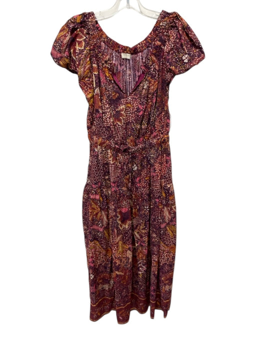 Ulla Johnson Size 8 Magenta Pink, Yellow, Orange Cotton & Viscose Flowers Dress Magenta Pink, Yellow, Orange / 8