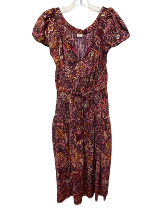 Ulla Johnson Size 8 Magenta Pink, Yellow, Orange Cotton & Viscose Flowers Dress Magenta Pink, Yellow, Orange / 8