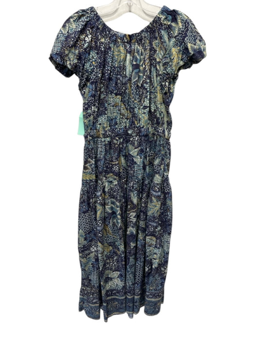 Ulla Johnson Size 8 Blue, Yellow & White Cotton & Viscose Abstract Print Dress Blue, Yellow & White / 8