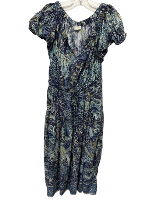 Ulla Johnson Size 8 Blue, Yellow & White Cotton & Viscose Abstract Print Dress Blue, Yellow & White / 8