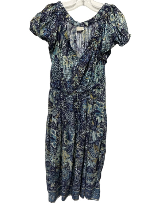 Ulla Johnson Size 8 Blue, Yellow & White Cotton & Viscose Abstract Print Dress Blue, Yellow & White / 8