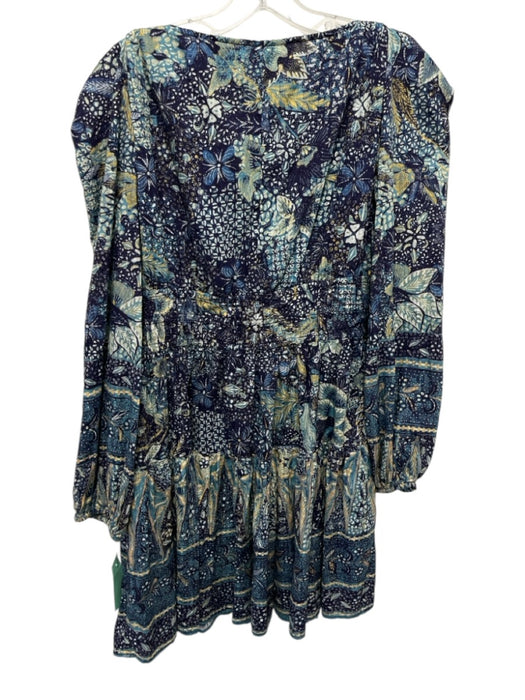 Ulla Johnson Size 8 Blue, Yellow & White Cotton & Viscose Abstract Print Dress Blue, Yellow & White / 8