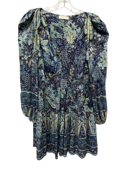 Ulla Johnson Size 8 Blue, Yellow & White Cotton & Viscose Abstract Print Dress Blue, Yellow & White / 8