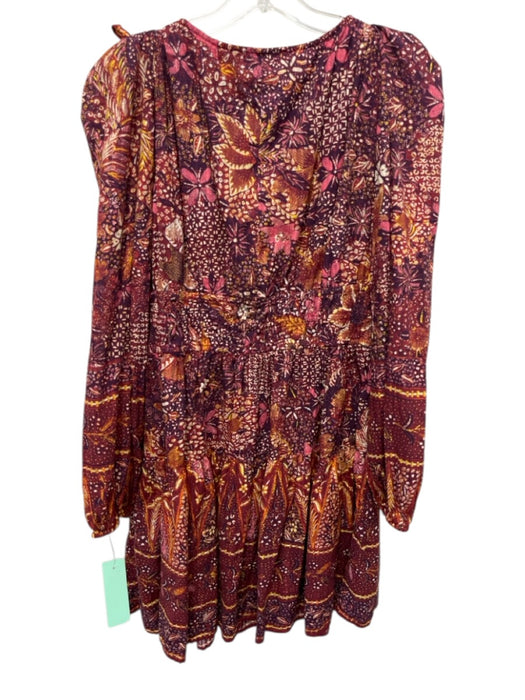 Ulla Johnson Size 8 Magenta Pink, Yellow, Orange Cotton & Viscose Flowers Dress Magenta Pink, Yellow, Orange / 8