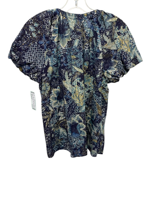 Ulla Johnson Size M / 8 Blue, Yellow & White Cotton & Viscose Abstract Print Top Blue, Yellow & White / M / 8