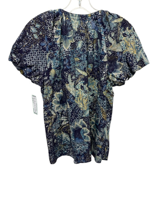 Ulla Johnson Size M / 8 Blue, Yellow & White Cotton & Viscose Abstract Print Top Blue, Yellow & White / M / 8