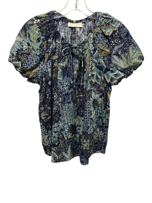 Ulla Johnson Size M / 8 Blue, Yellow & White Cotton & Viscose Abstract Print Top Blue, Yellow & White / M / 8