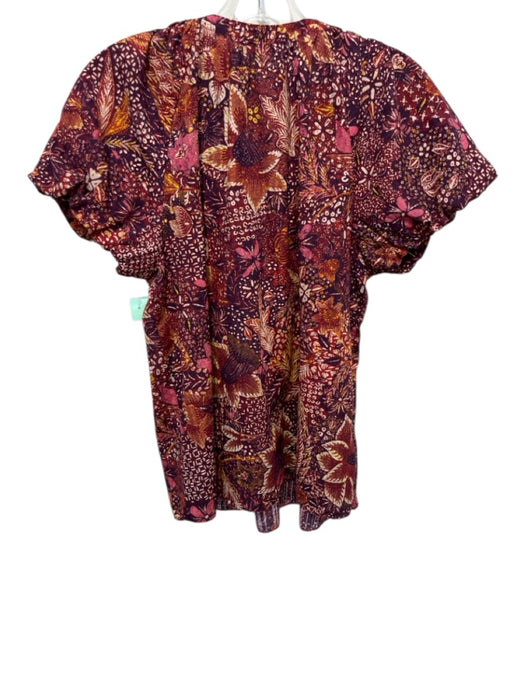 Ulla Johnson Size M / 8 Red, Yellow & White Cotton & Viscose Abstract Print Top Red, Yellow & White / M / 8