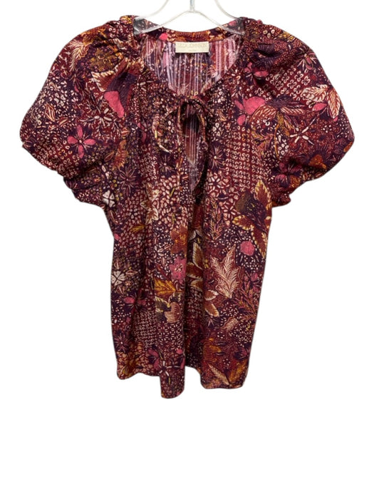 Ulla Johnson Size M / 8 Red, Yellow & White Cotton & Viscose Abstract Print Top Red, Yellow & White / M / 8