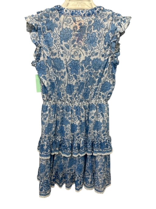 Bell by Alicia Bell Size L Blue, White & Pink Cotton & Silk Floral Tiered Dress Blue, White & Pink / L