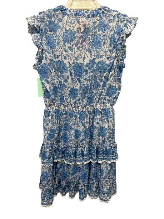 Bell by Alicia Bell Size L Blue, White & Pink Cotton & Silk Floral Tiered Dress Blue, White & Pink / L
