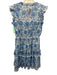 Bell by Alicia Bell Size L Blue, White & Pink Cotton & Silk Floral Tiered Dress Blue, White & Pink / L